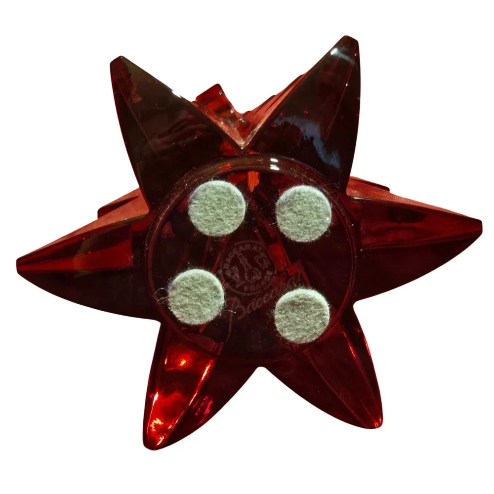 Baccarat Ruby Red Crystal Christmas Tree Star Topper Figurine Made in France